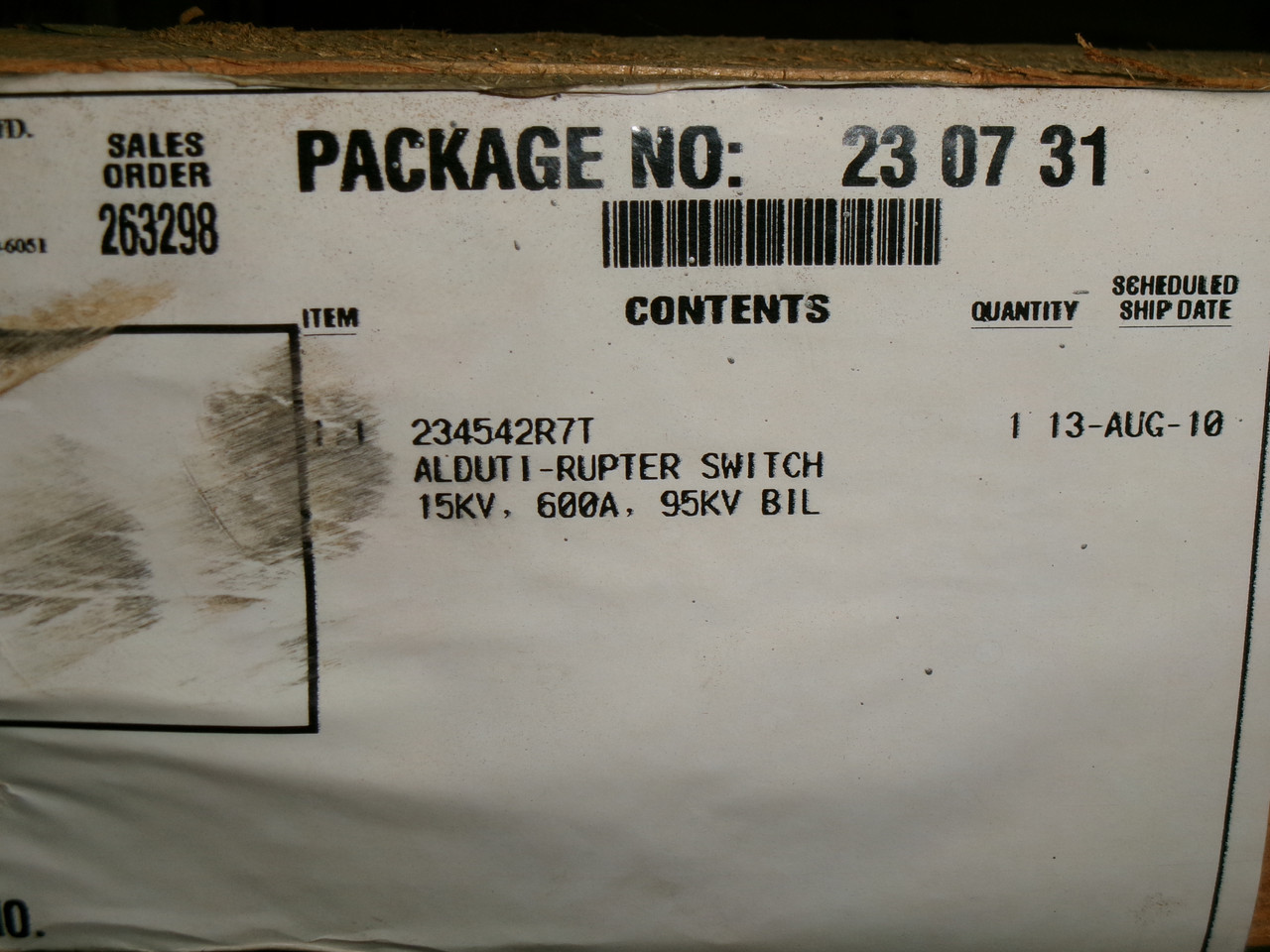 S&C 34112R4 Alduti-Rupter Indoor Load Interrupter 15kV 600A 3-Pole NEW