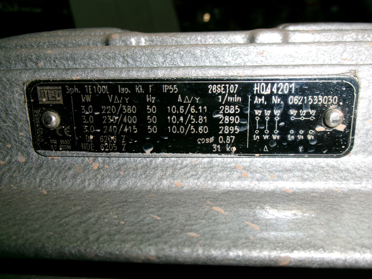 Busch WV 1000 B 001 KDXX Vacuum Pump C/W Motor 3.0 kW Requires CTR100 Oil USED