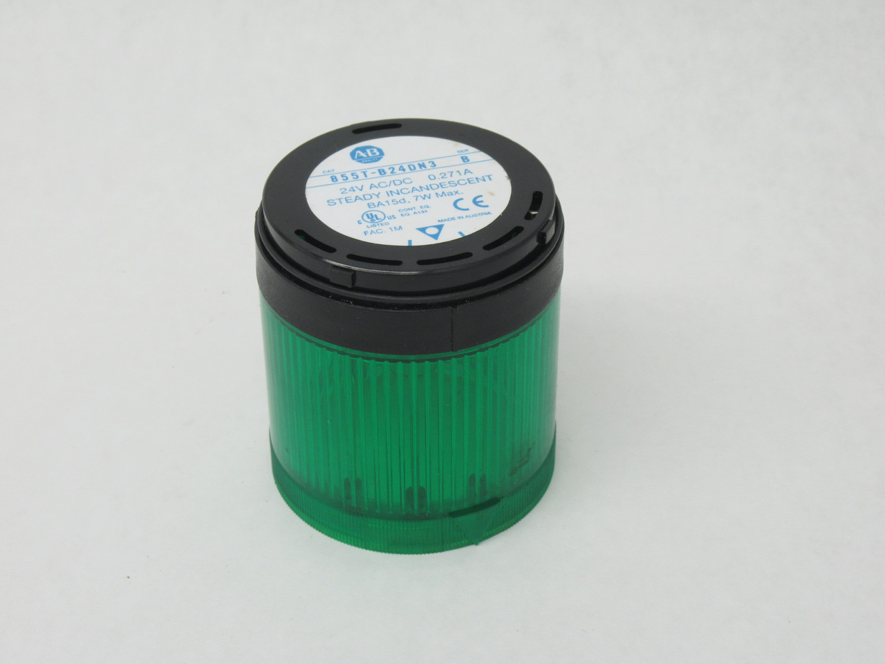 Allen-Bradley 855T-B24DN3 Steady Incandescent Stack Light 24VAC/DC Green USED