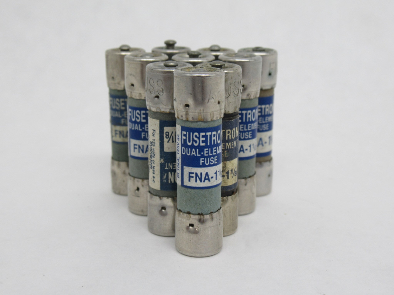 Bussmann Fusetron FNA-1-1/8 Dual-Element Fuse 1-1/8A 125V Lot of 10 USED