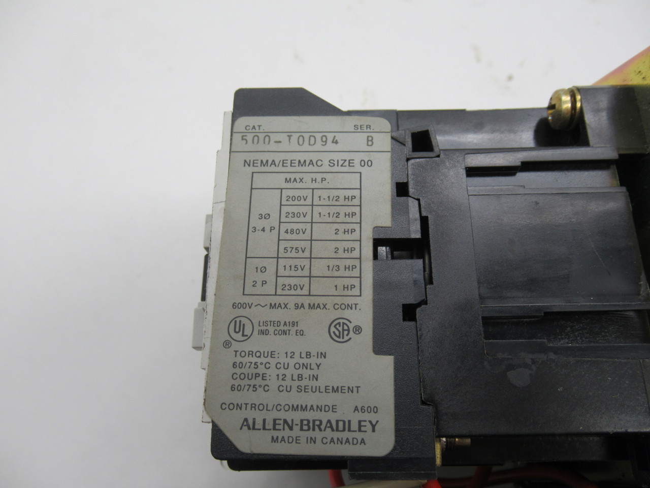 Allen-Bradley 505-TOD Reversing Starter 110/120V 50/60Hz MISSING SCREWS USED