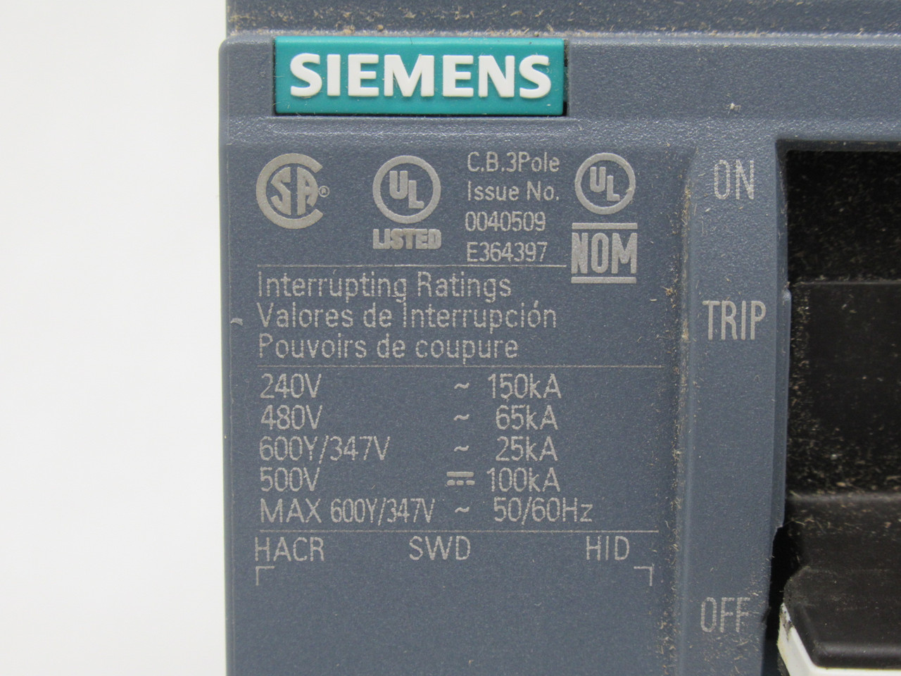 Siemens 3VA5120-6ED31-0AA0 Circuit Breaker 20A 800V SHELF WEAR USED