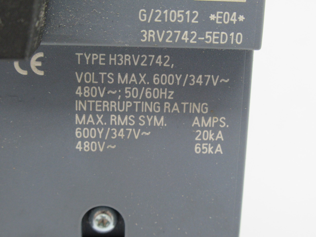 Siemens 3RV2742-5ED10 Circuit Breaker 30A 600V 50/60Hz 3-Pole SHELF WEAR USED