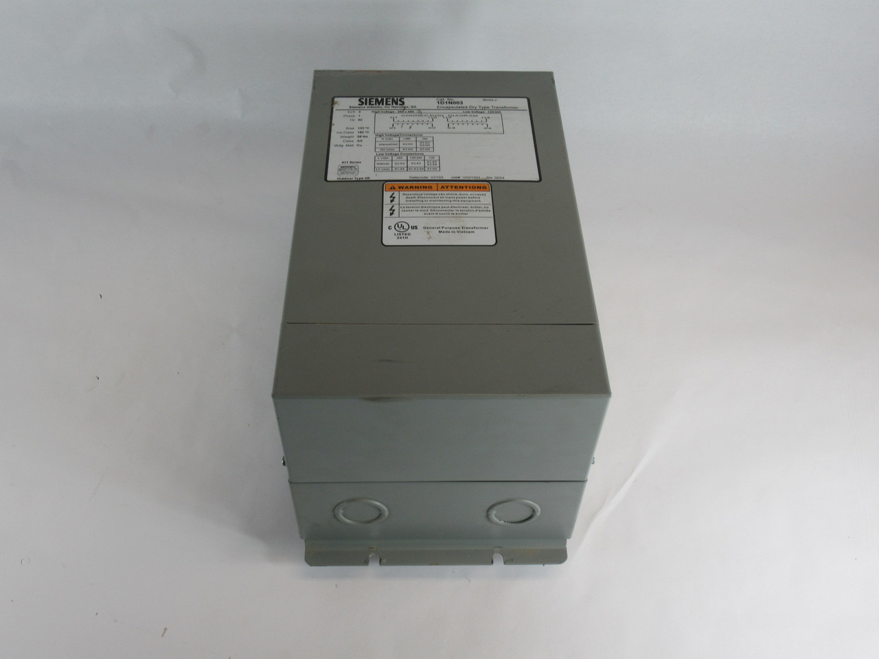 Siemens 1D1N003 Encapsulated Transformer 3000VA Pri: 240x480V Sec 120/240V USED