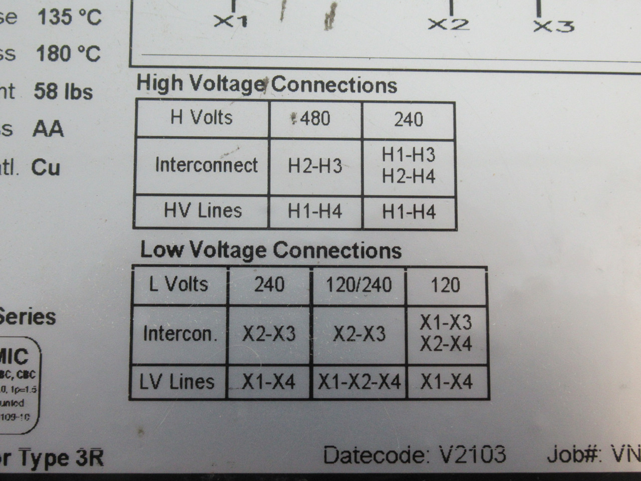 Siemens 1D1N003 Encapsulated Transformer 3000VA Pri: 240x480V Sec 120/240V USED