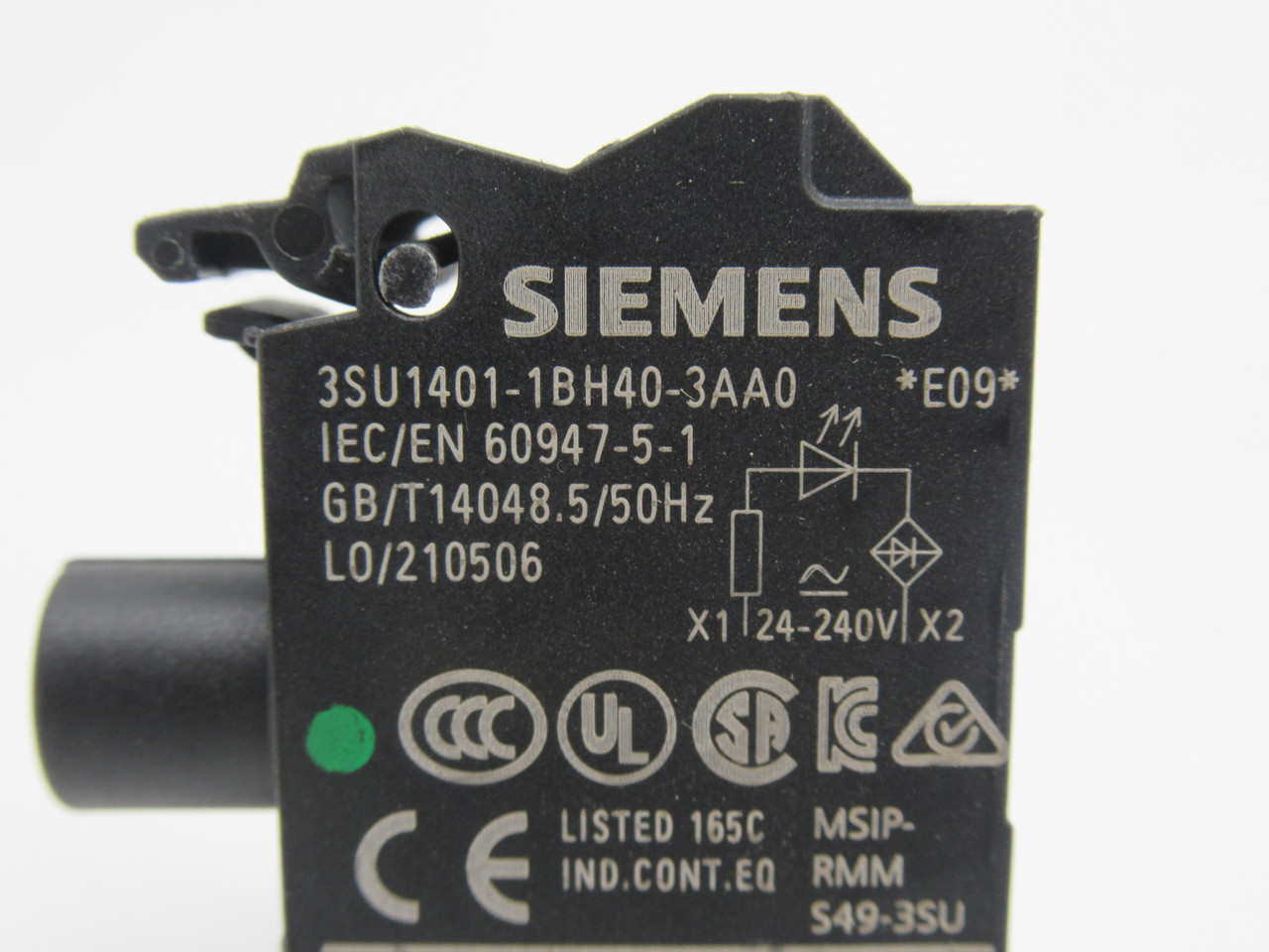 Siemens 3SU1401-1BH40-3AA0 Green LED Light Module 24-240V 50Hz USED