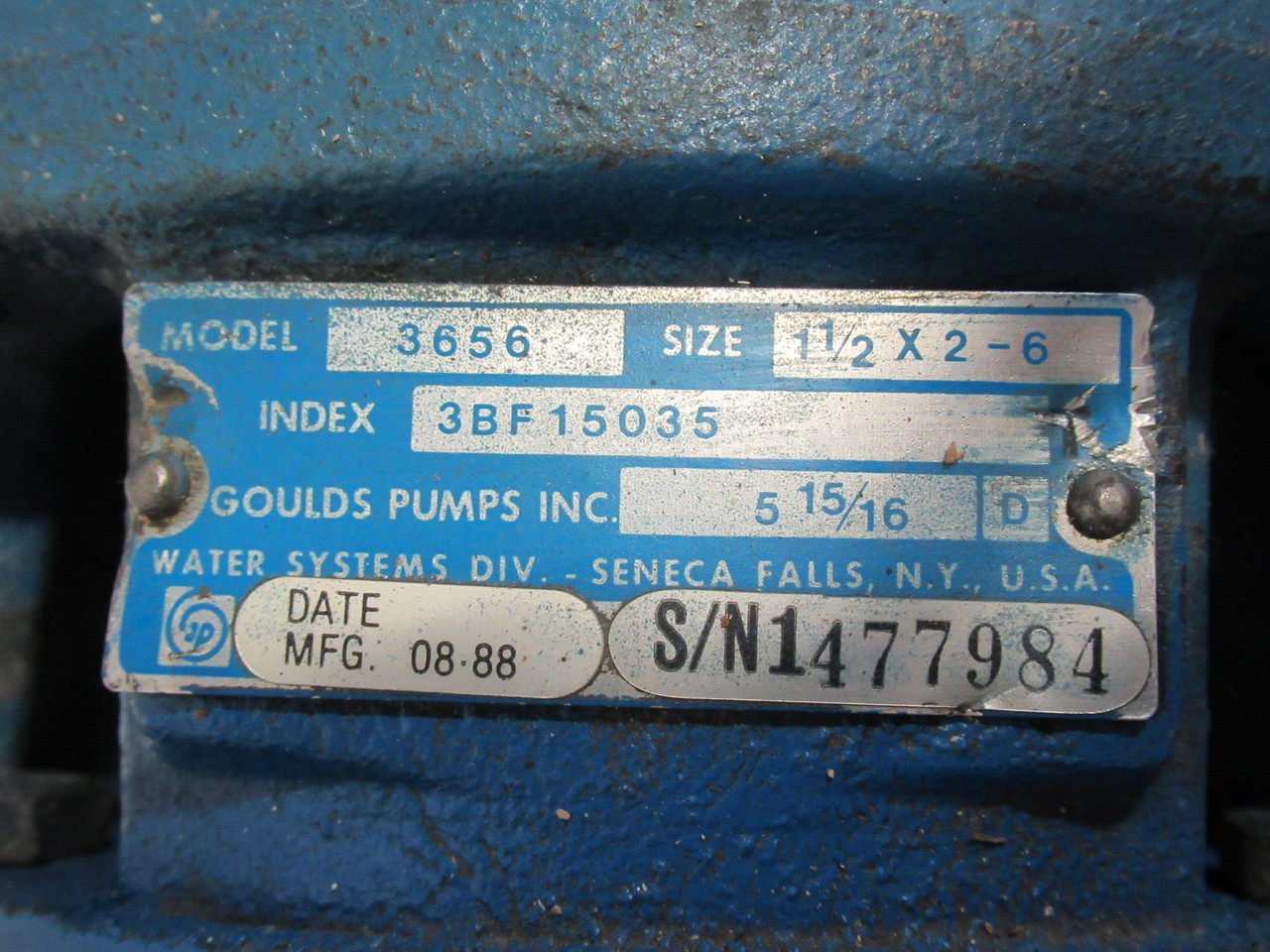 Goulds 3BF15035 Centrifugal Pump C/W WEG 5HP 3480RPM 208-230/460V 182JM ODP USED