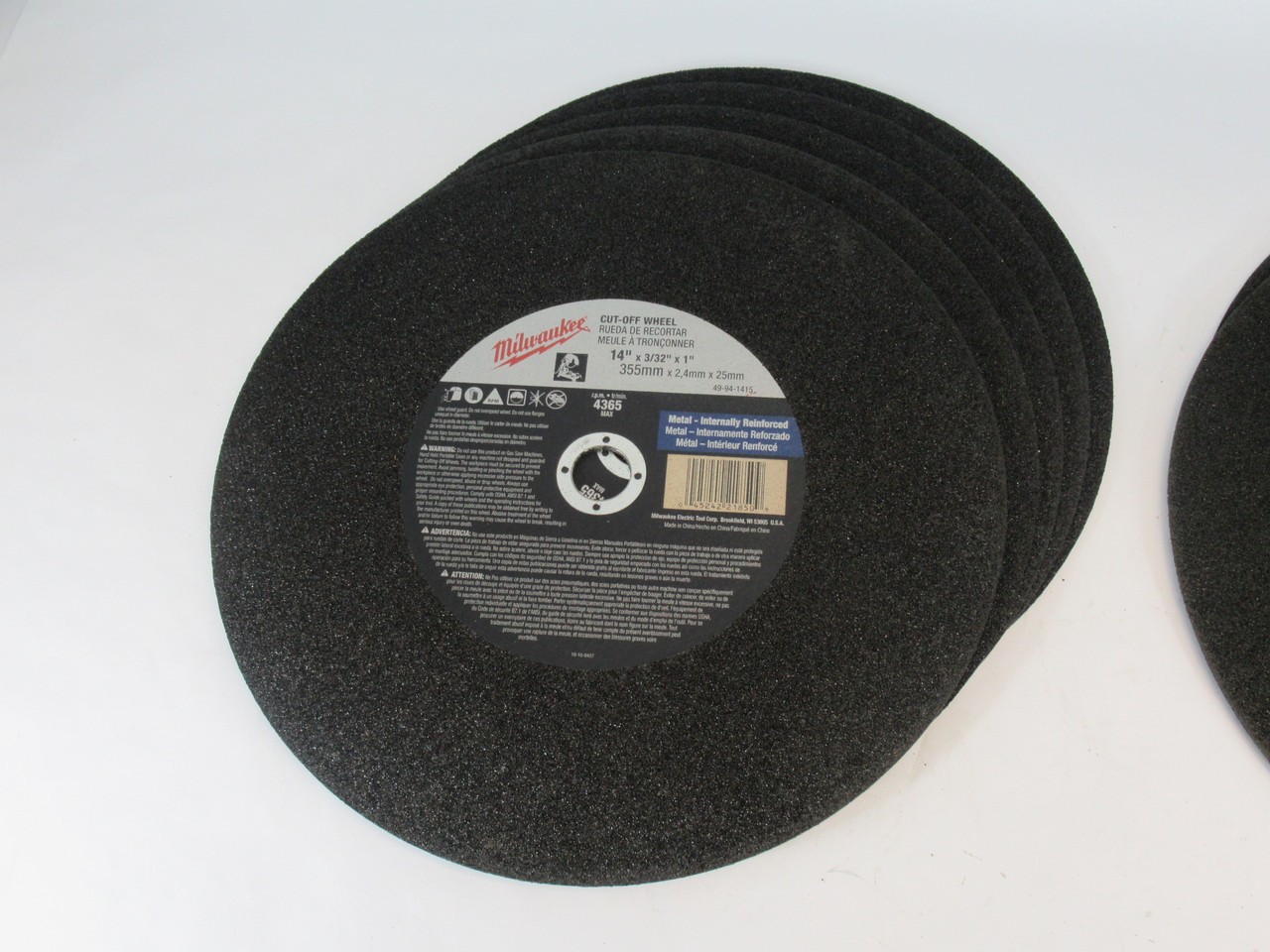 Milwaukee 49-94-1415 Cut-Off Wheel 14" x 3/32" x 1" A36P Lot of 7 Wheels NEW