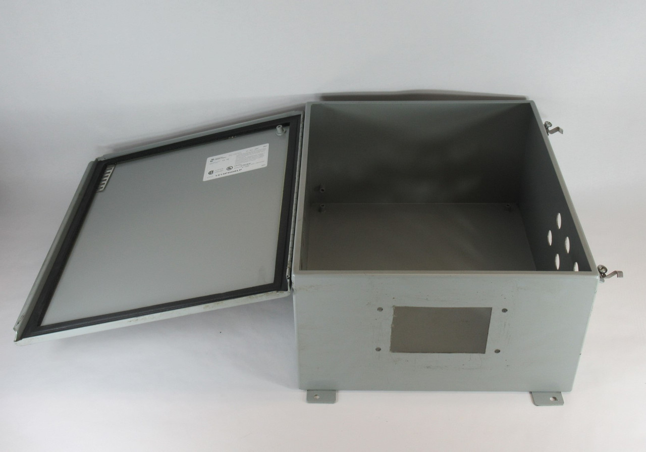 Hammond 1414PHO8LP Hinged Junction Box Less Panel 16" x 14" x 8" HOLES CUT USED