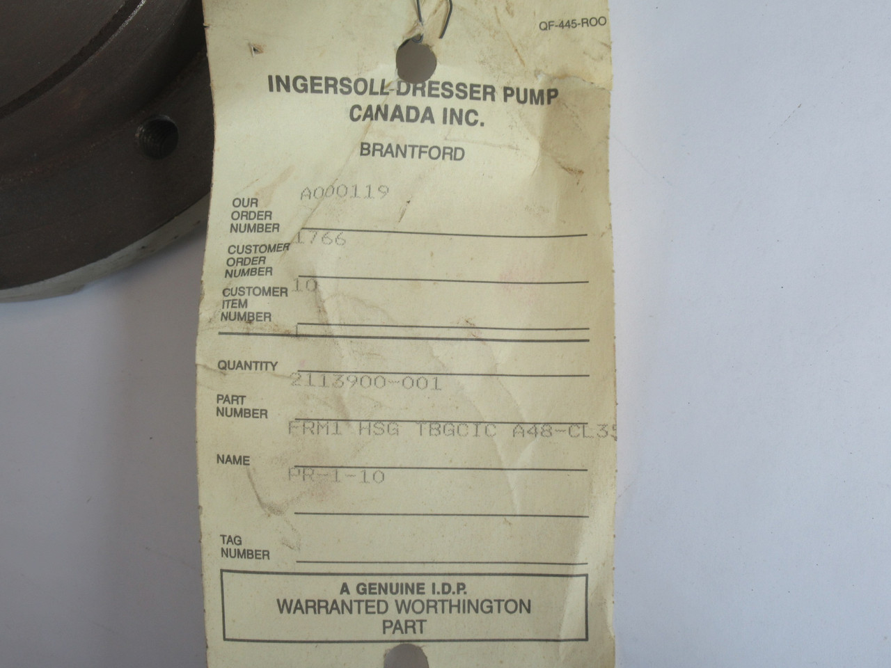 Worthington 2113900-001 Bearing Housing SHELF WEAR NOP