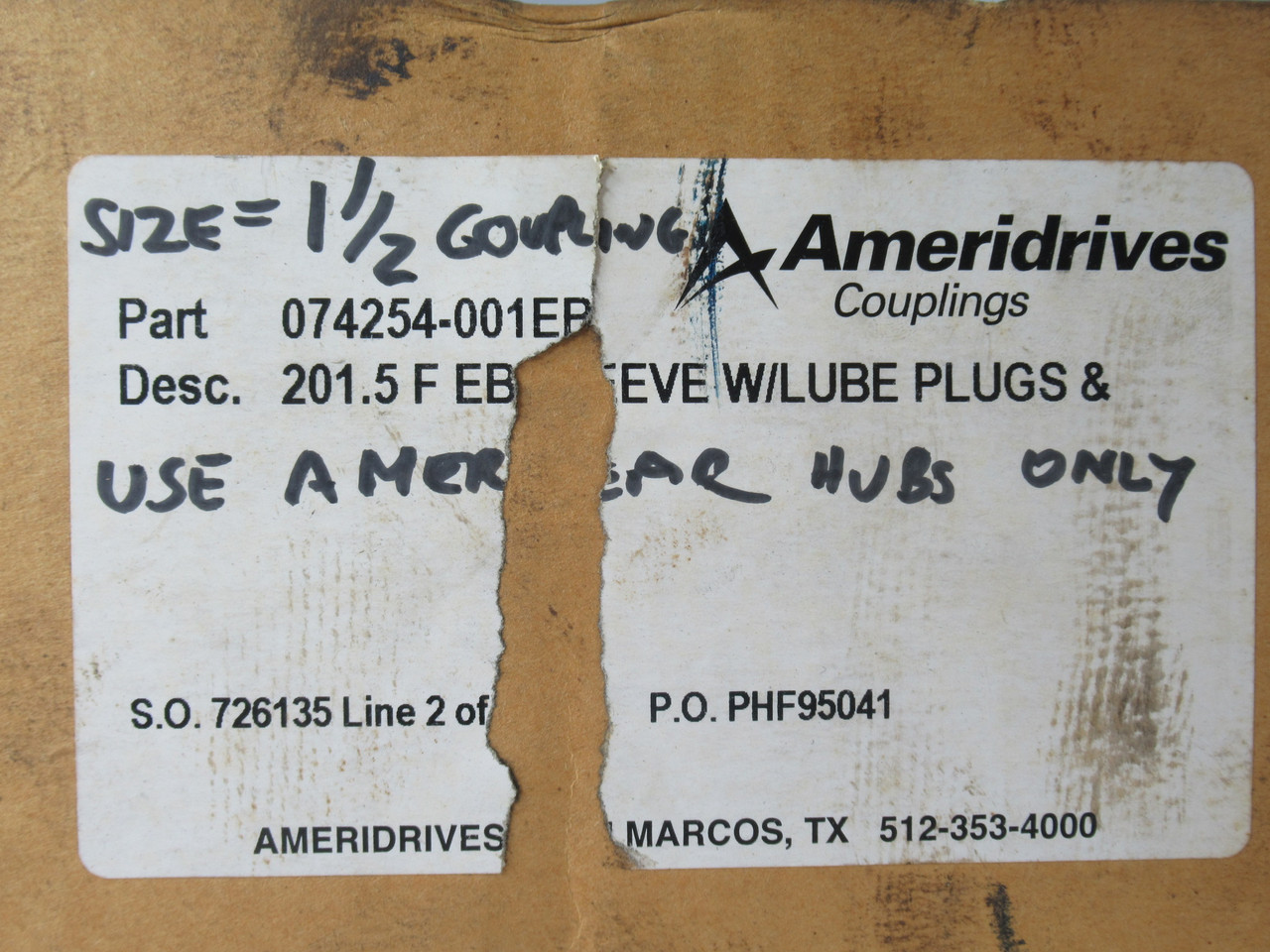 Ameridrives F201.5 EB SLEEVE Exposed Bolt Coupling Sleeve 6" Flange BOX DMG NEW
