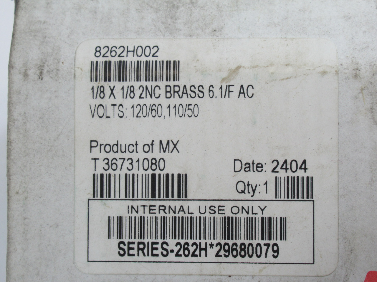 Asco 8262H002 Brass Solenoid Valve 110V@50Hz 120V@60Hz 1/8" NPT BOX WEAR NEW