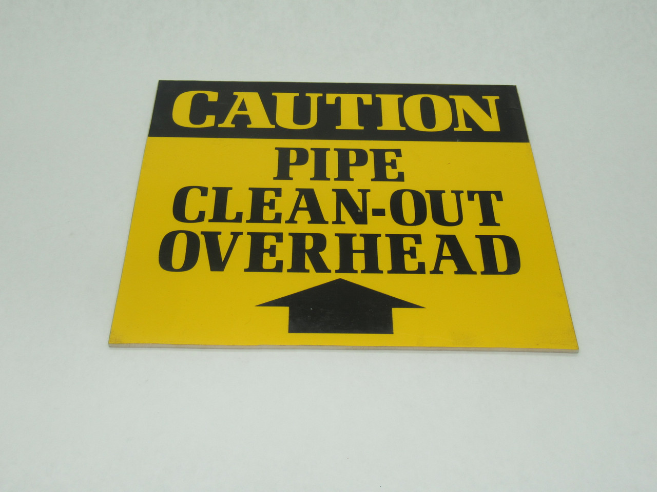 Generic Warning Sign "CAUTION PIPE CLEAN-OUT OVERHEAD" SHELF WEAR NOP