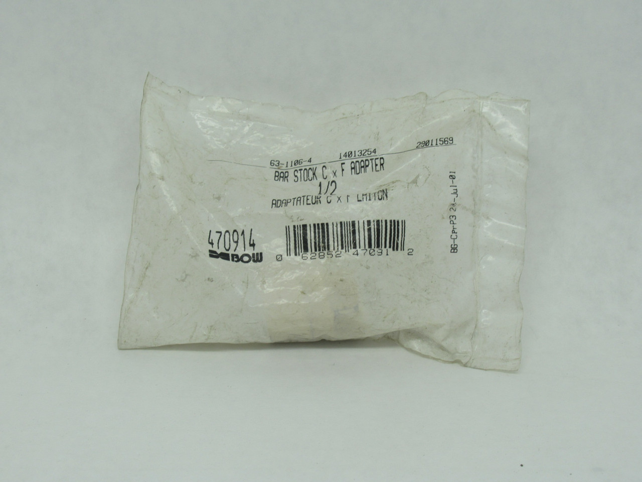 Bow 470914 Bar Stock C x F Adapter 1/2" HOLEY BAG NWB