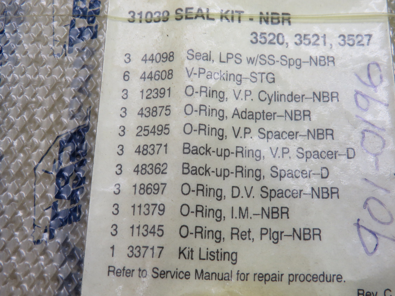 Cat Pumps 31039 NBB High/Low Pressure Seal for 3520/3521/3527 Kit SEALED NWB