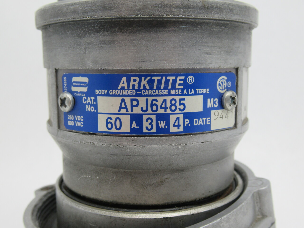 Crouse-Hinds APJ6485 Arktite Plug 60A 250VDC 600VAC 3W 4P NOP