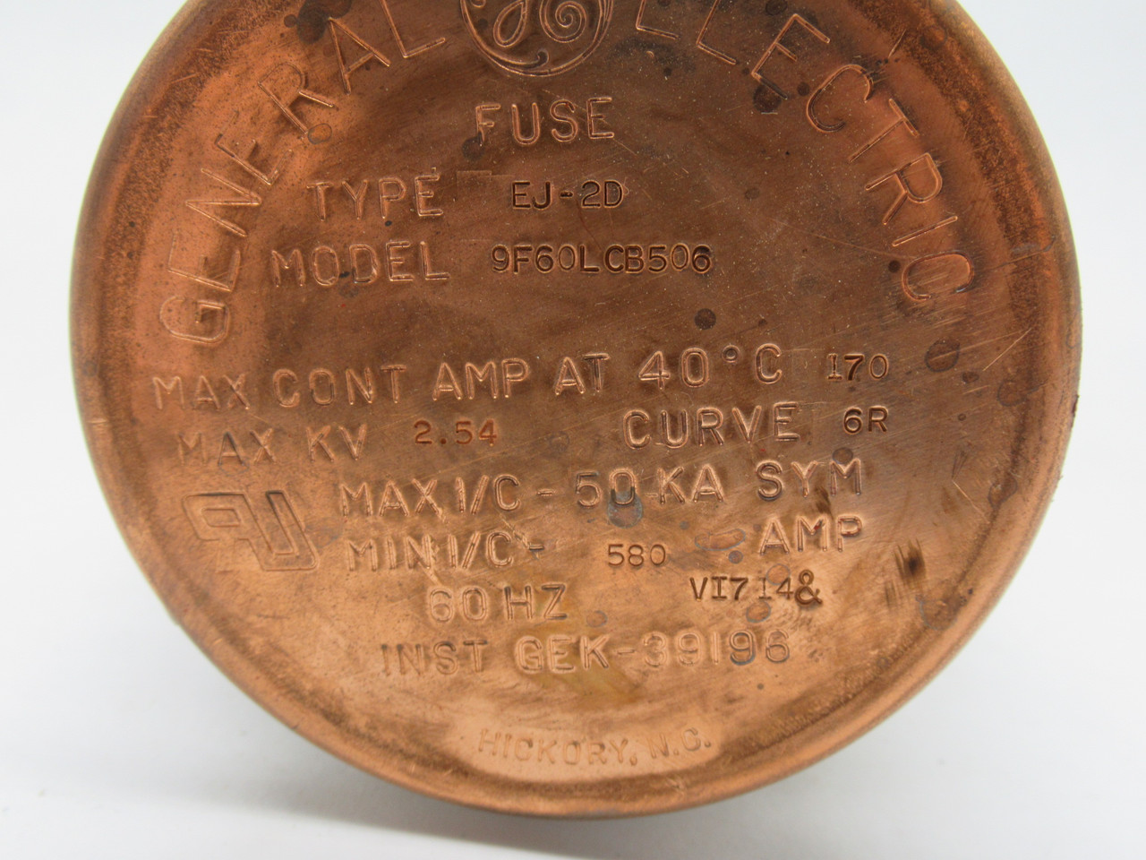 General Electric 9F60LCB506 Motor Starter Fuse 6R 170A 2.54kV USED