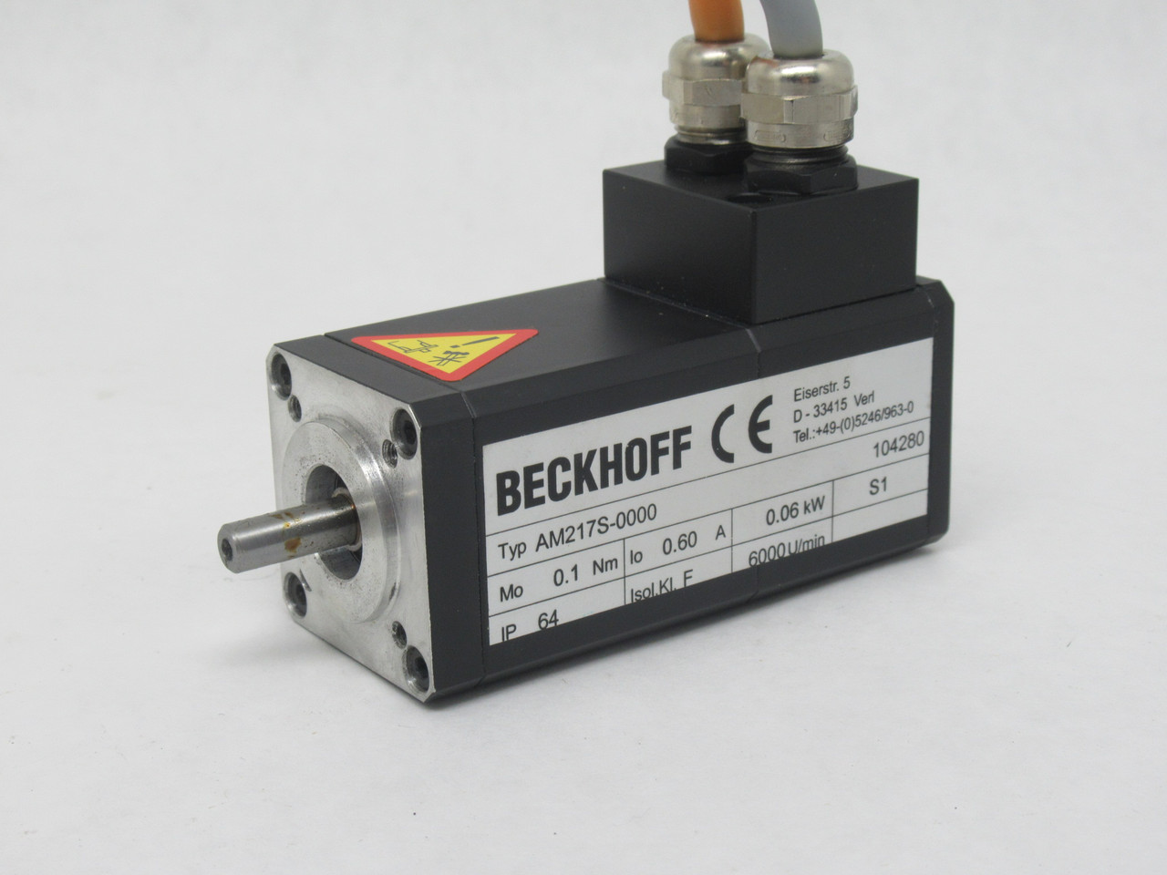 Beckhoff AM217S-0000 Servo Motor 0.06kW 6000rpm 0.1Nm 0.6A SHELF WEAR NEW