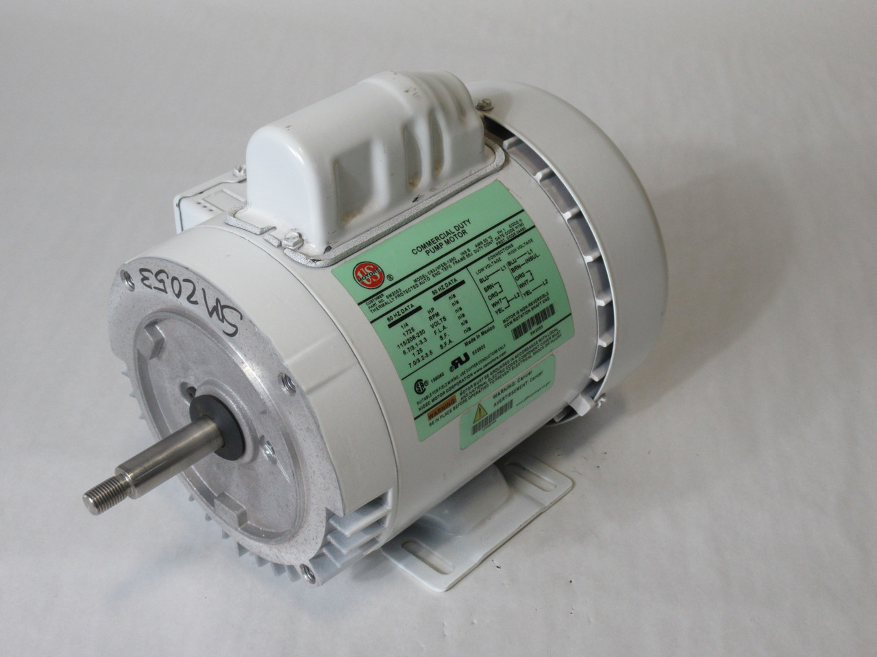 US Motors 1/4HP 1725RPM 115/208-230V 56J TEFC 1PH 60Hz SHELF WEAR NOP