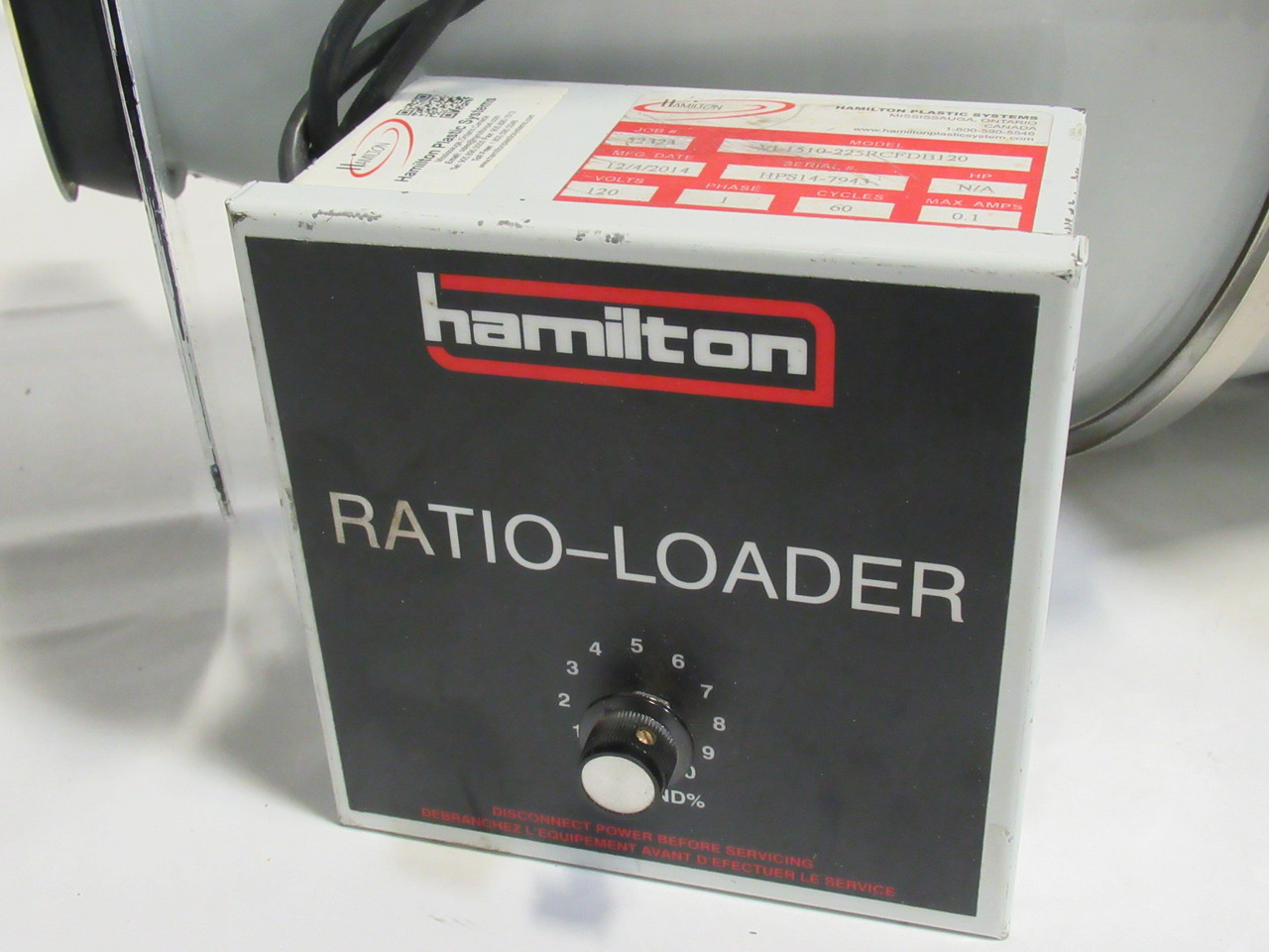 Hamilton Plastic Systems VL1510-225RCFDB120 Ratio Loader 120V 1Ph 0.1A USED