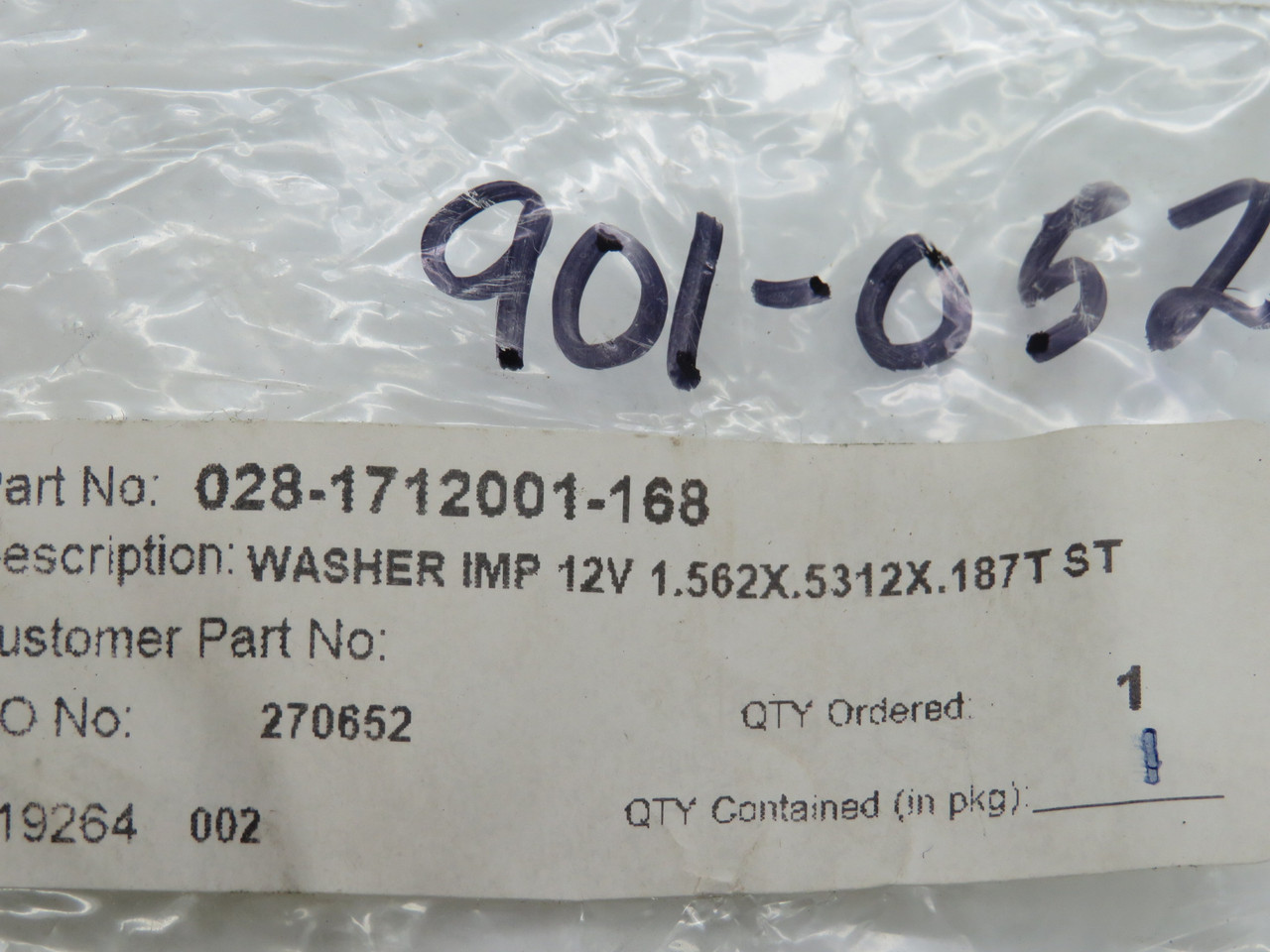 Generic 028-1712001-168 Washer 12V 1.562"x.5312"x.187T ST INVENTORY LABEL NOP