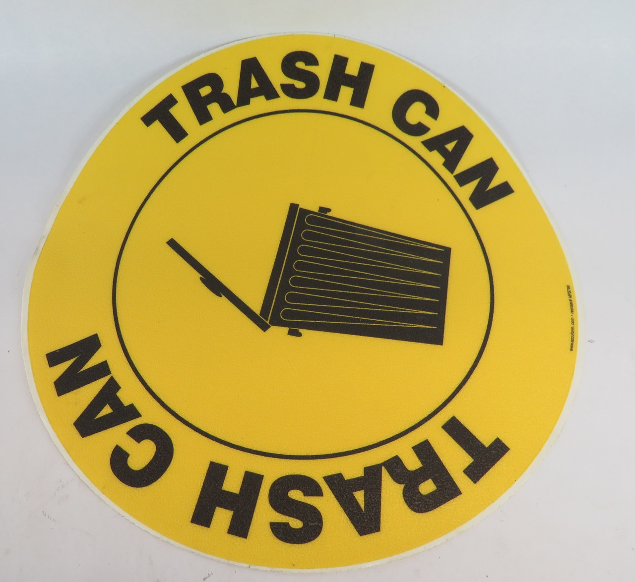 Accuform MFS790 17" Yellow Slip-Gard Peel & Stick TRASH CAN Floor Sign NOP