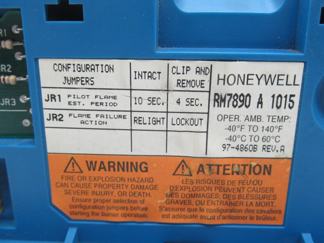 Honeywell RM7890A1015 Burner Control Relay Module 120VAC 60Hz NO COVER USED