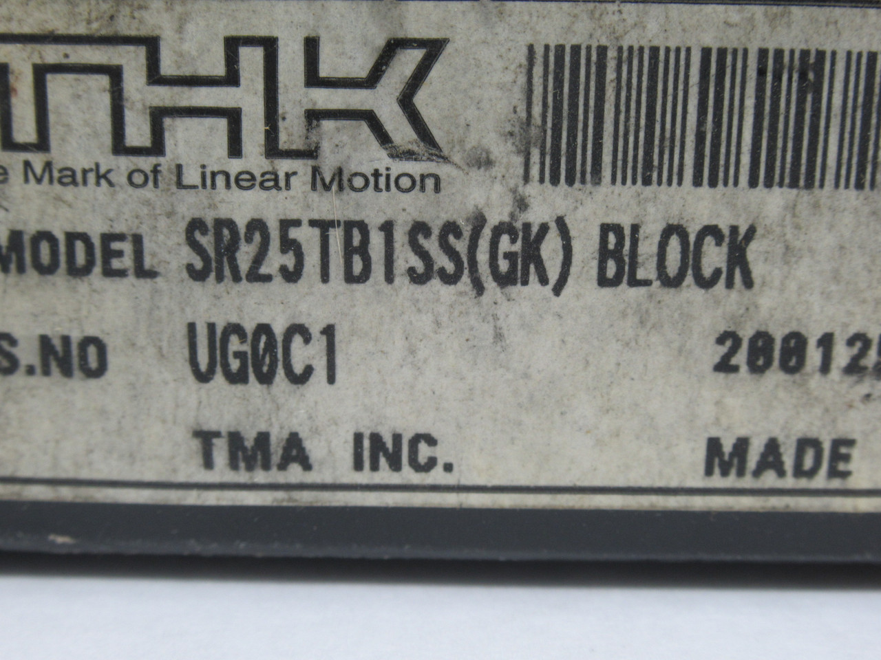 THK SR25TB1SS(GK) Linear Guide Block for 25mm Rail 73mm W 83mmL MISSING H/W NEW