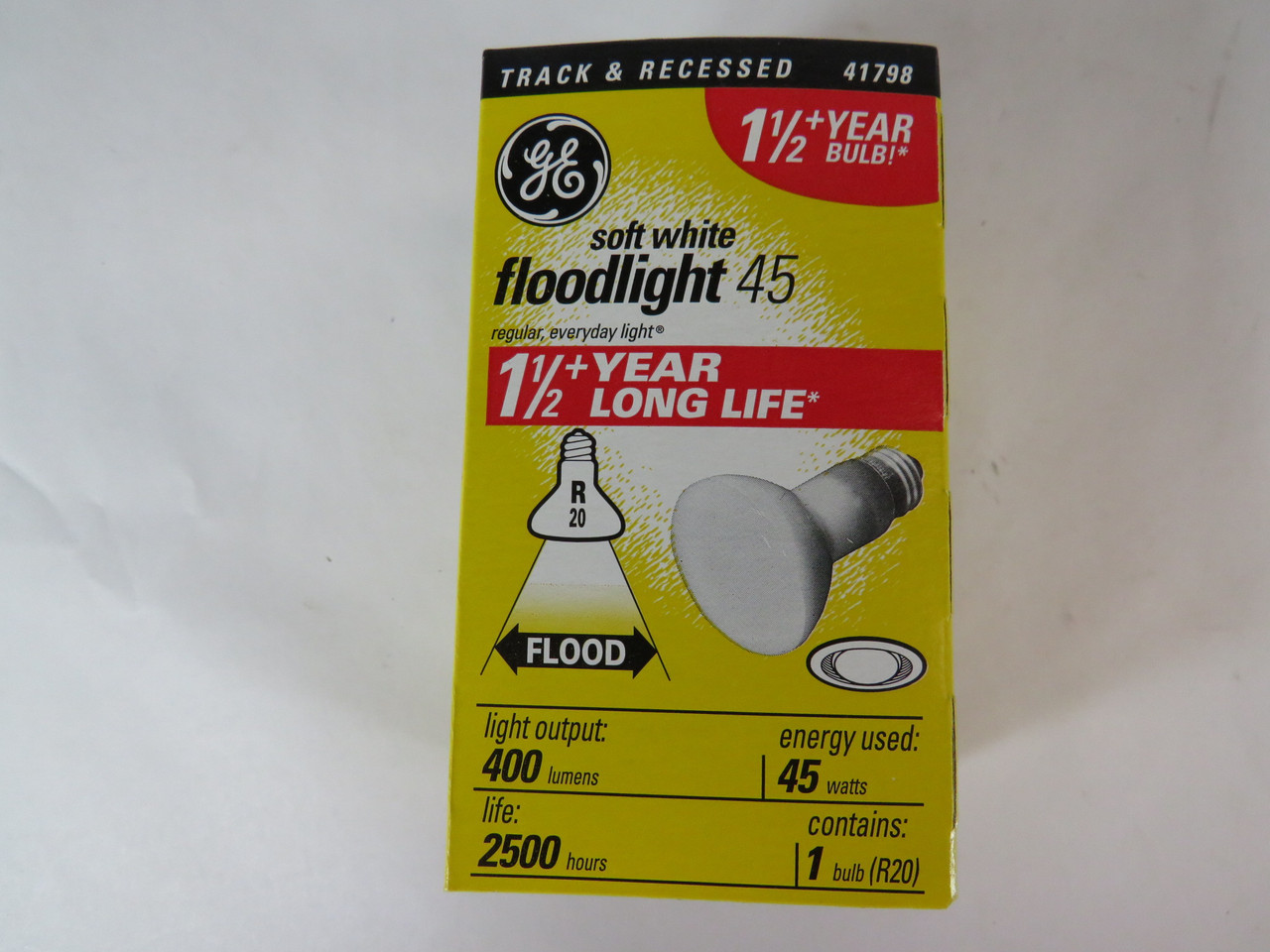 General Electric 45R20/FL/LL Soft White Floodlight 45W 120V 6-Pk DMG LABEL NEW