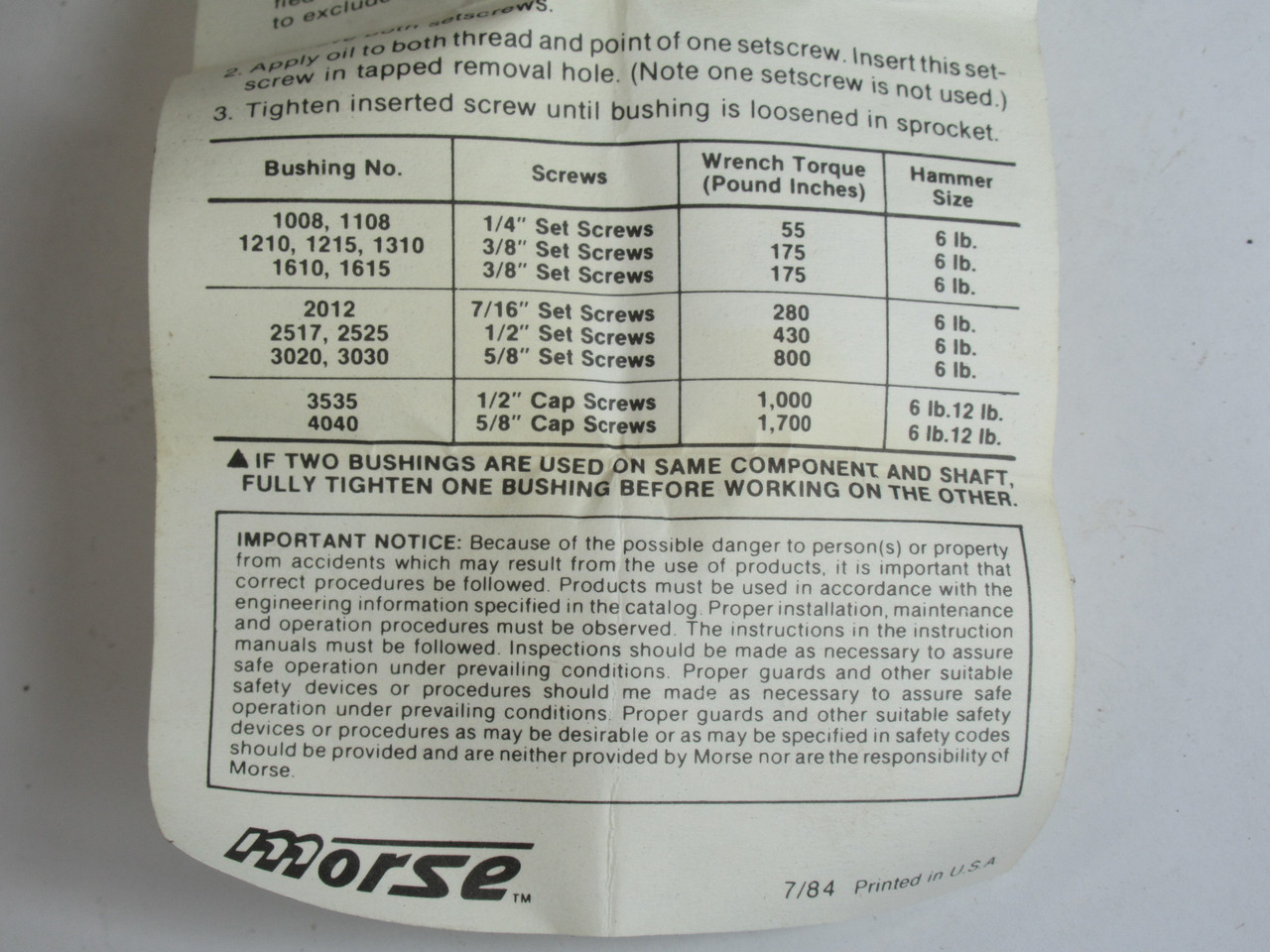 Morse 3030 2-3/8 Taper Bushing 2-3/8" Bore 4-1/4" OD 3" LTB NOP