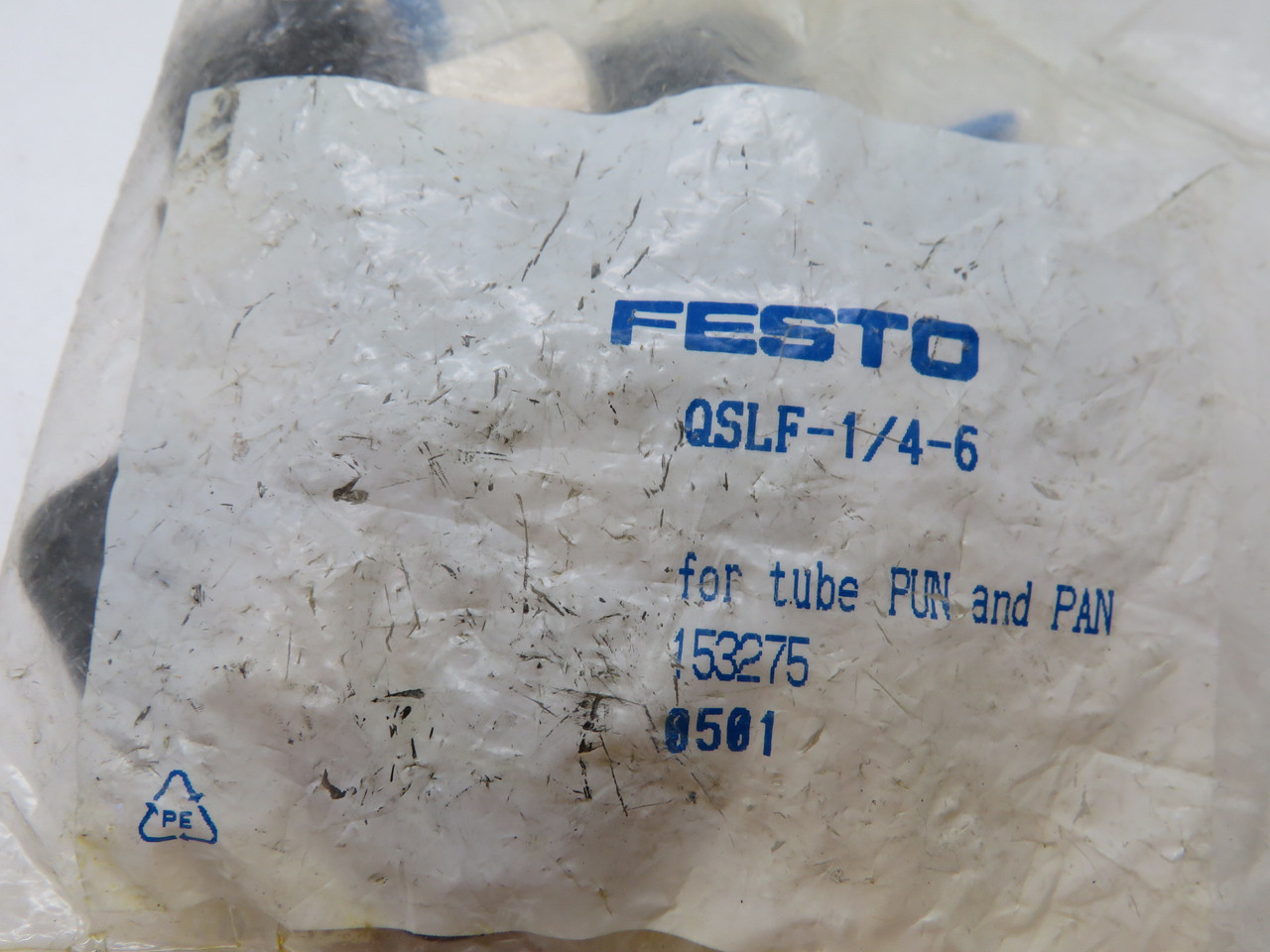 Festo 153275 QSLF-1/4-6 Push-In L-Fitting G1/8 6mm Lot of 6 OPEN BAG NWB
