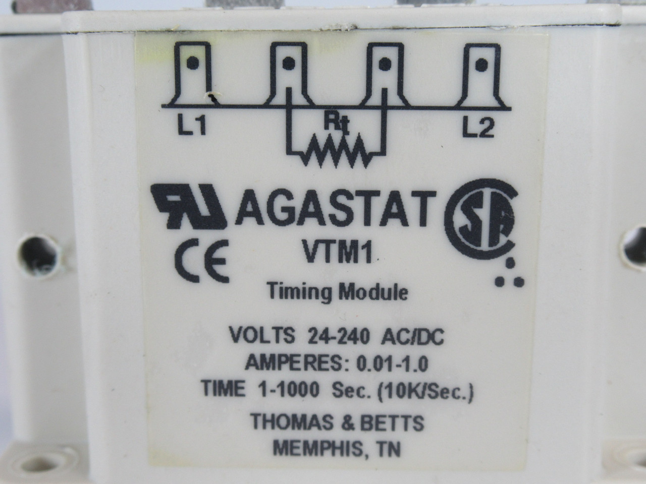 Thomas & Betts VTM-1 Agastat Timing Module On-Delay 24-240VAC/DC SHELF WEAR NOP