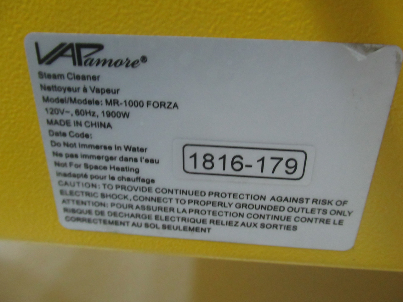 Vapamore MR-1000 Forza Steam Cleaner 90psi 1900Watt 120V MACHINE ONLY USED