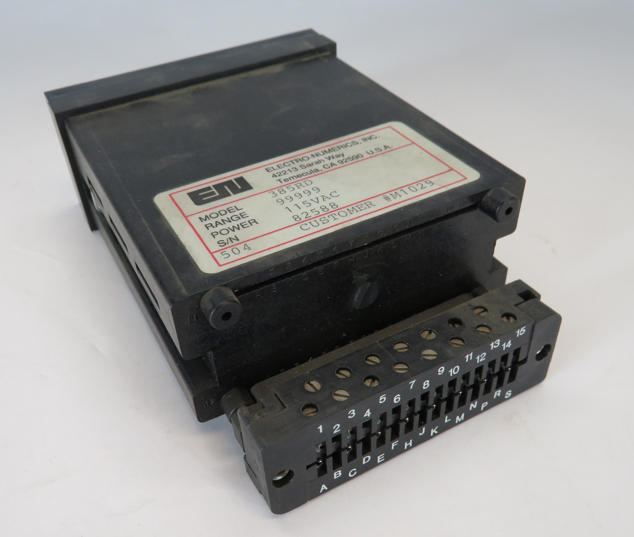 Electro Numerics 385RD Panel Meter Control 5 Digit 115VAC FRONT FACE LOOSE USED