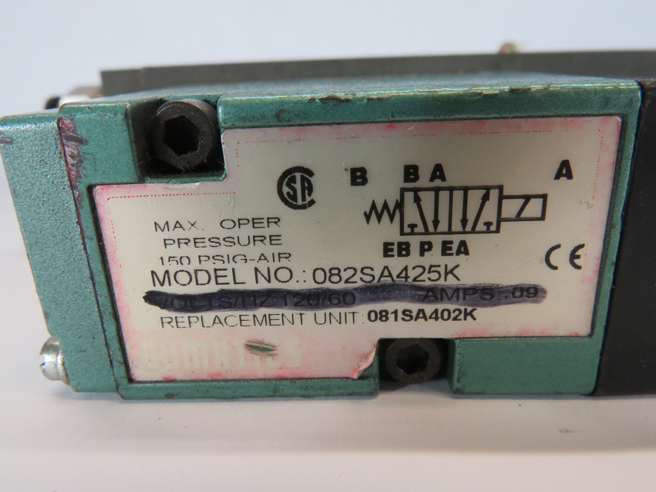 Numatics 082SA425K Solenoid Valve w/Base 24VDC 6.3W REPLACED COIL USED