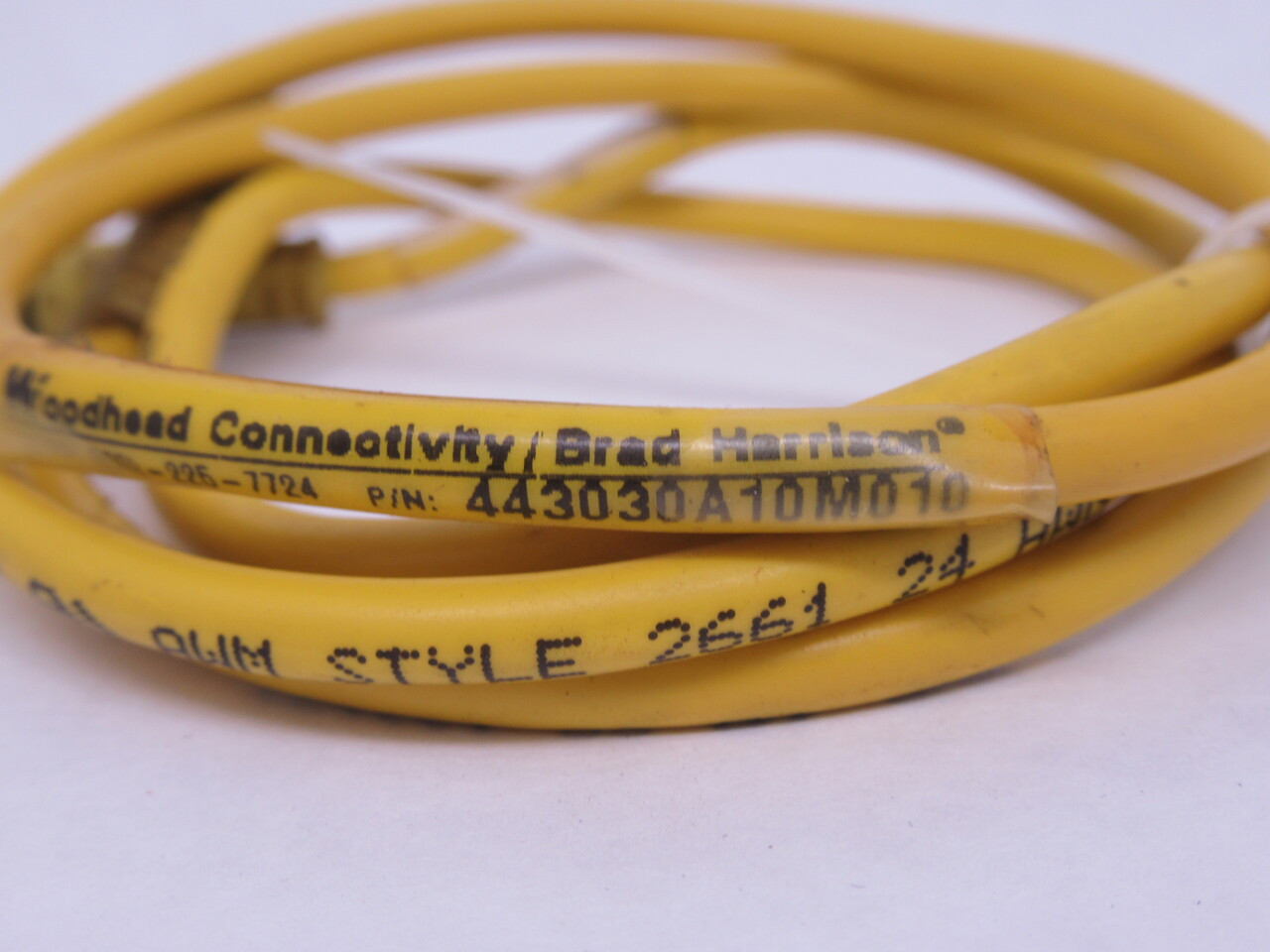 Woodhead 443030A10M010 Connector Cable 3-Pin 4A 60VAC 75VDC 1m L USED
