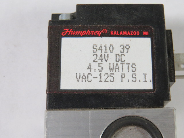 Humphrey S410 Pneumatic Directional Valve 1/8" NPT 24VDC 4.5W 125PSI ! NOP !