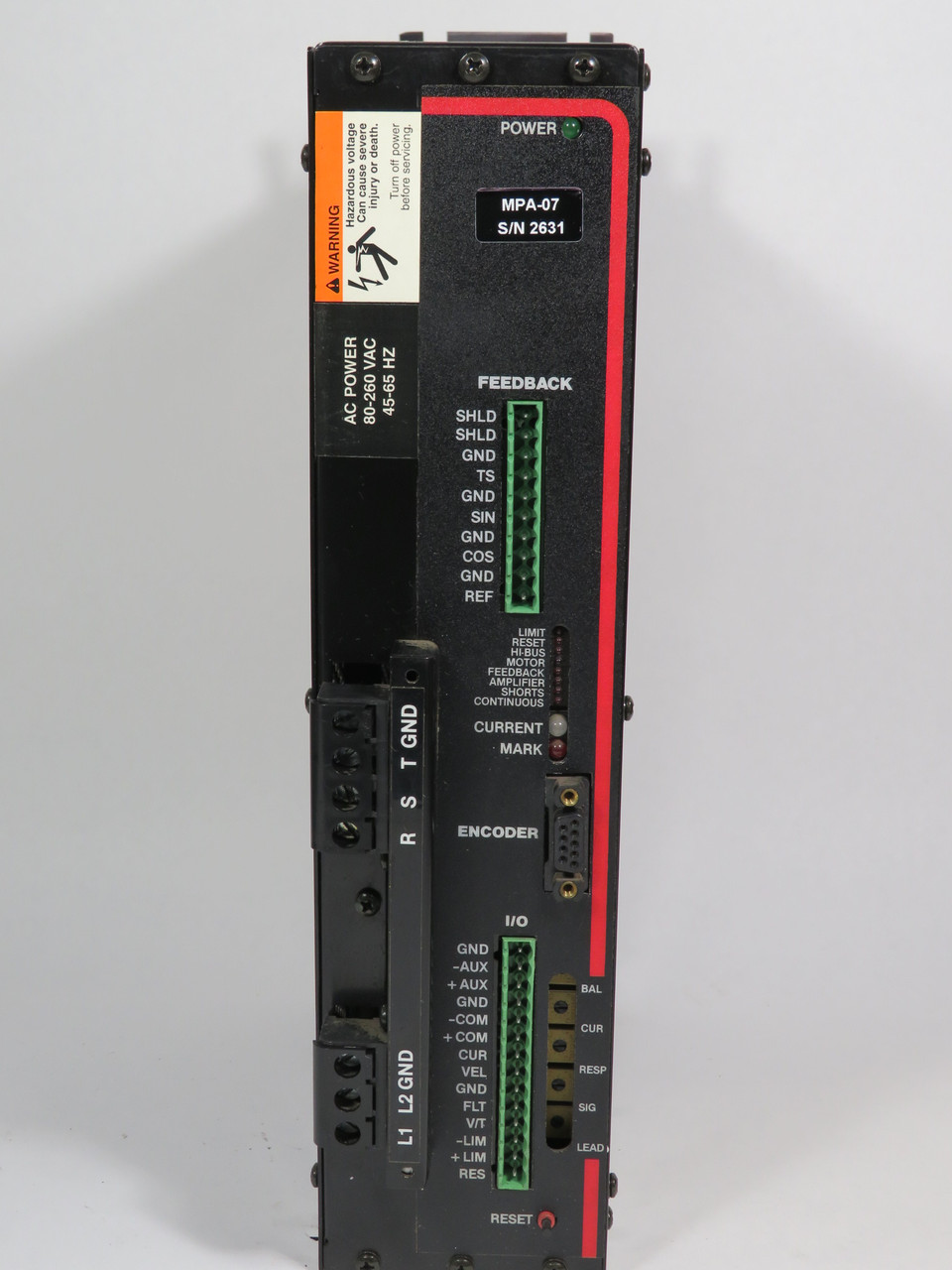 MTS MPA-07 Servo Drive 80-260VAC 45-65Hz 10A Single Phase USED