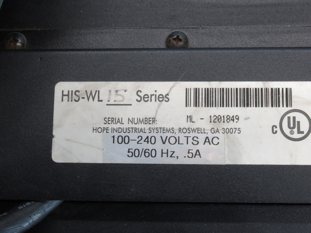 Hope Industries HIS-WL15 Operator Panel 100-240VAC 50/60Hz SHELF WEAR USED