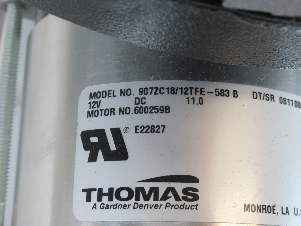 Thomas Gardner Denver 907ZC18/12TFE-583B Diaphragm Pump 12VDC NEW