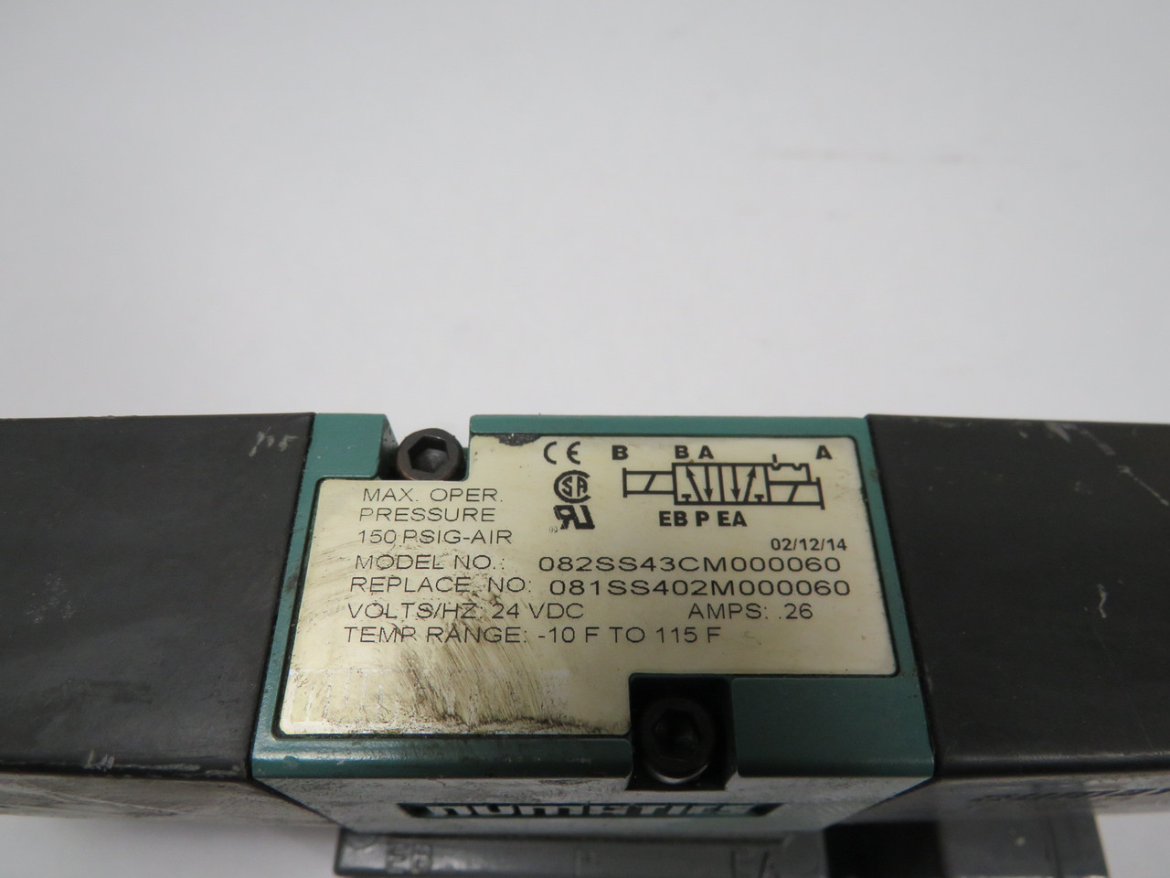 Numatics 082SS43CM000060 Solenoid Actuated Valve W/ Speed Control USED