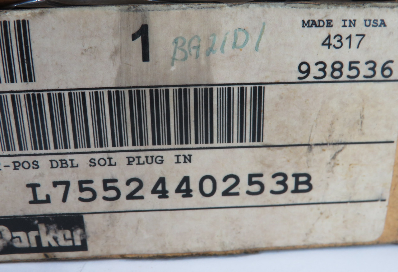 Parker L7552440253B Solenoid Valve 150 psig 120V 60Hz 110V 50Hz BOX DAMAGE NEW