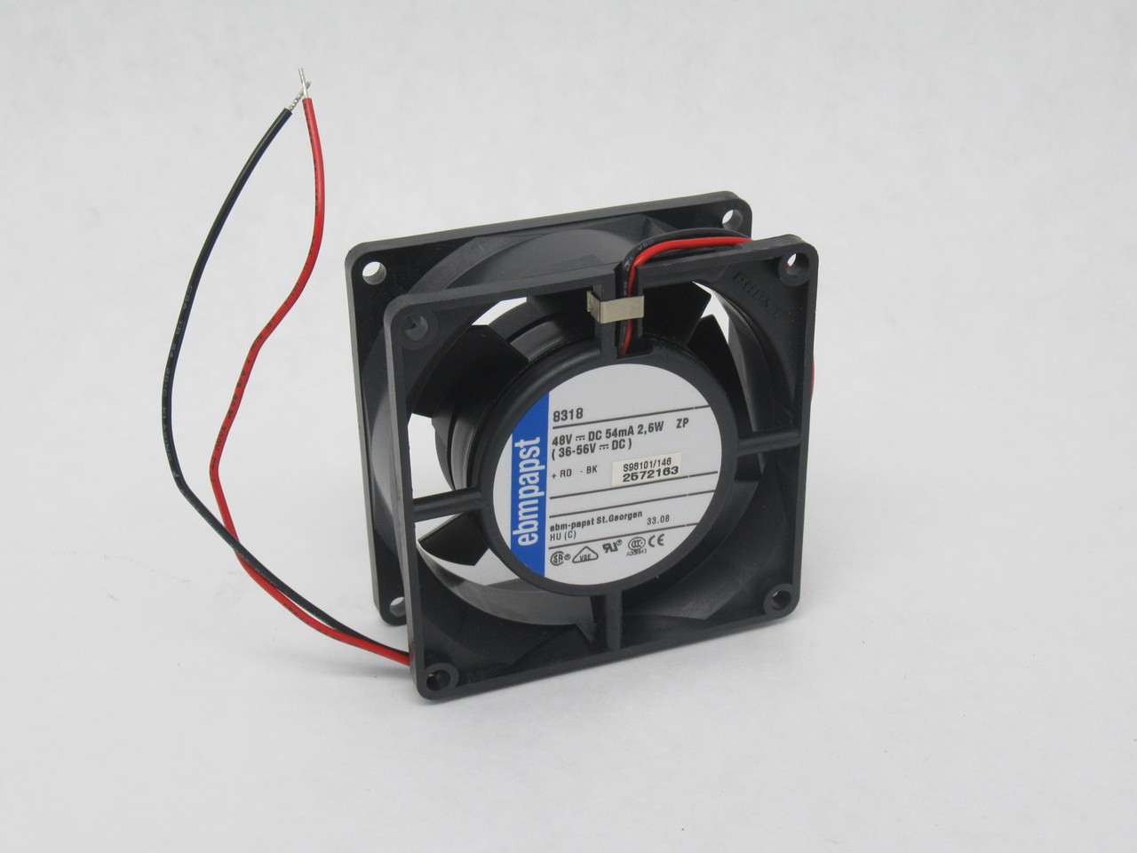 EBM Papst 8318 DC Axial Compact Fan 48VDC 54mA 2.6W 80x80x32mm NOP