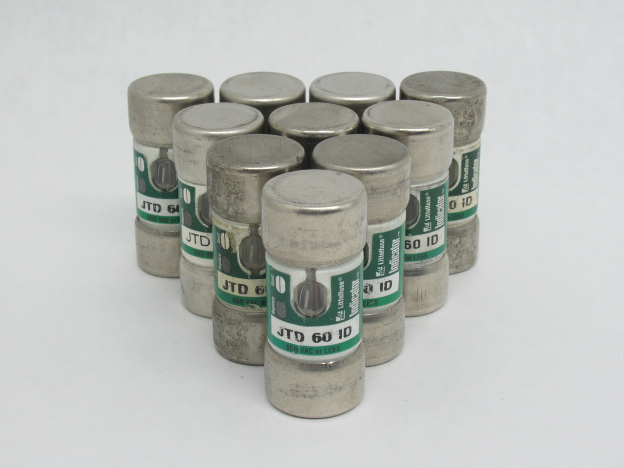 Littelfuse JTD-60-ID Time-Delay Indicator Fuse 60A 600V Lot of 10 USED