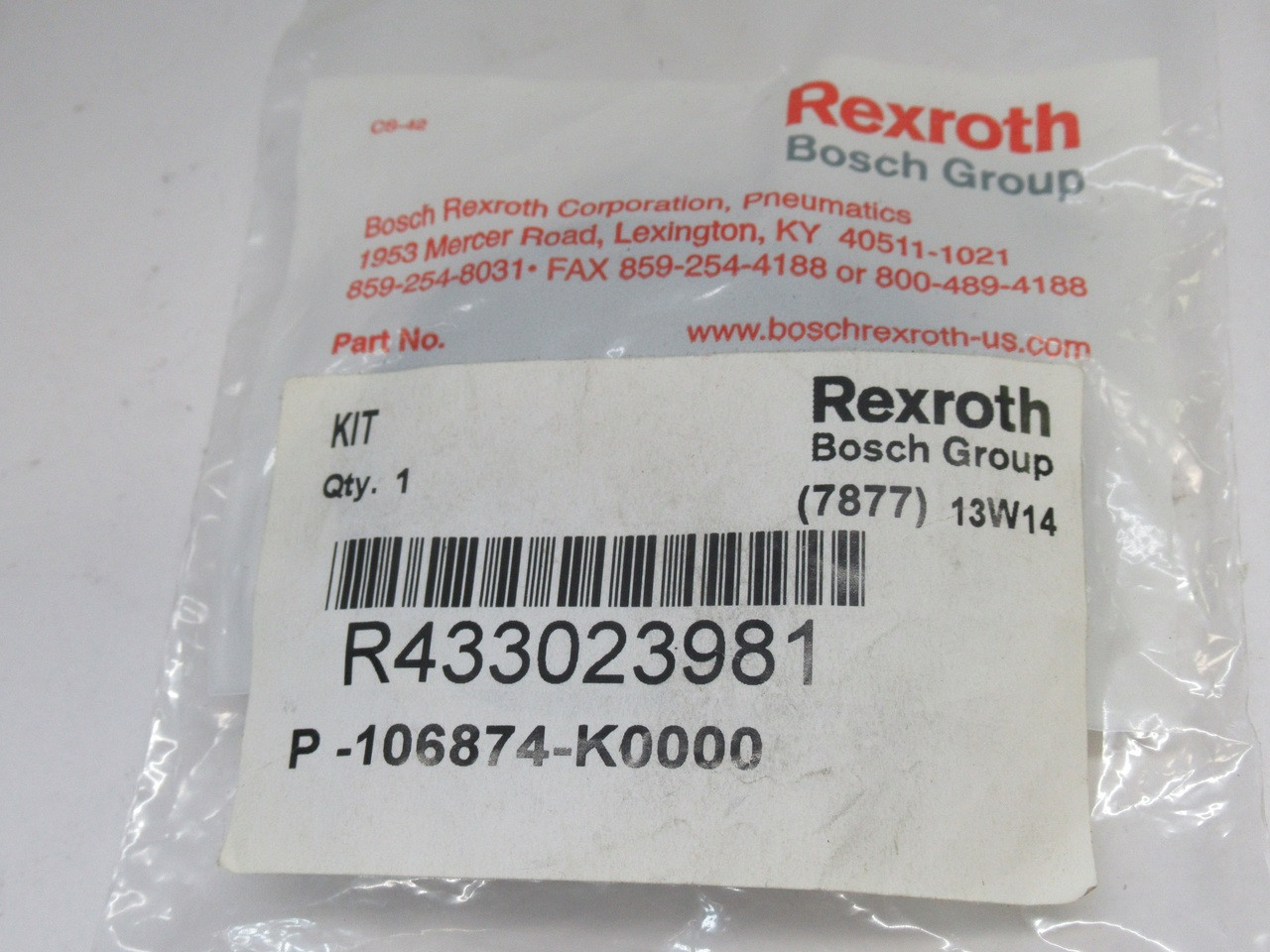 Rexroth R433023981 P-106874-K0000 Pneumatic Cylinder Repair Seal Kit NWB