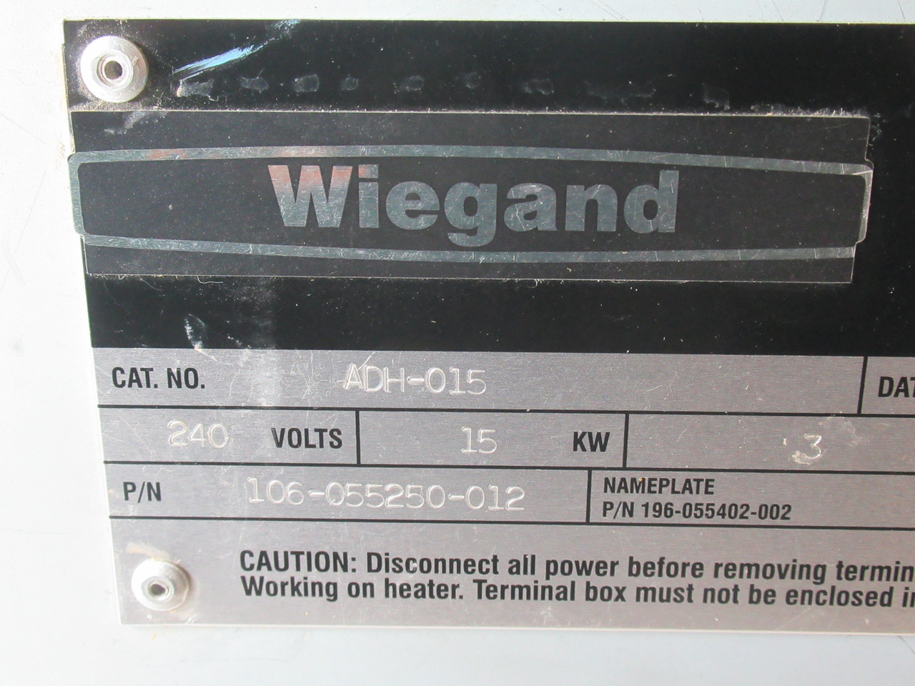Wiegand ADH-015 Air Duct Heater 240V 15kW 3Ph 50/60Hz SHELF WEAR NOP