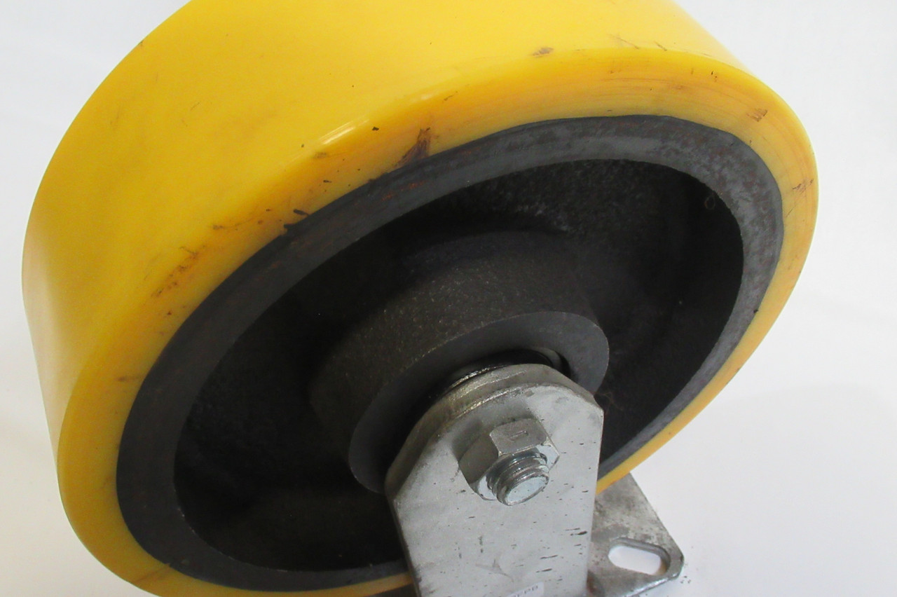 Generic B1037PFPB Rigid Yellow Caster Wheel Cast Iron Core 200mm Dia USED