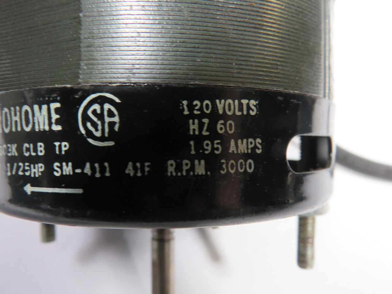 Electrohome 2862-409-003K Fan Motor 1/25HP 3000RPM 120V 41F 1.95A 60Hz USED