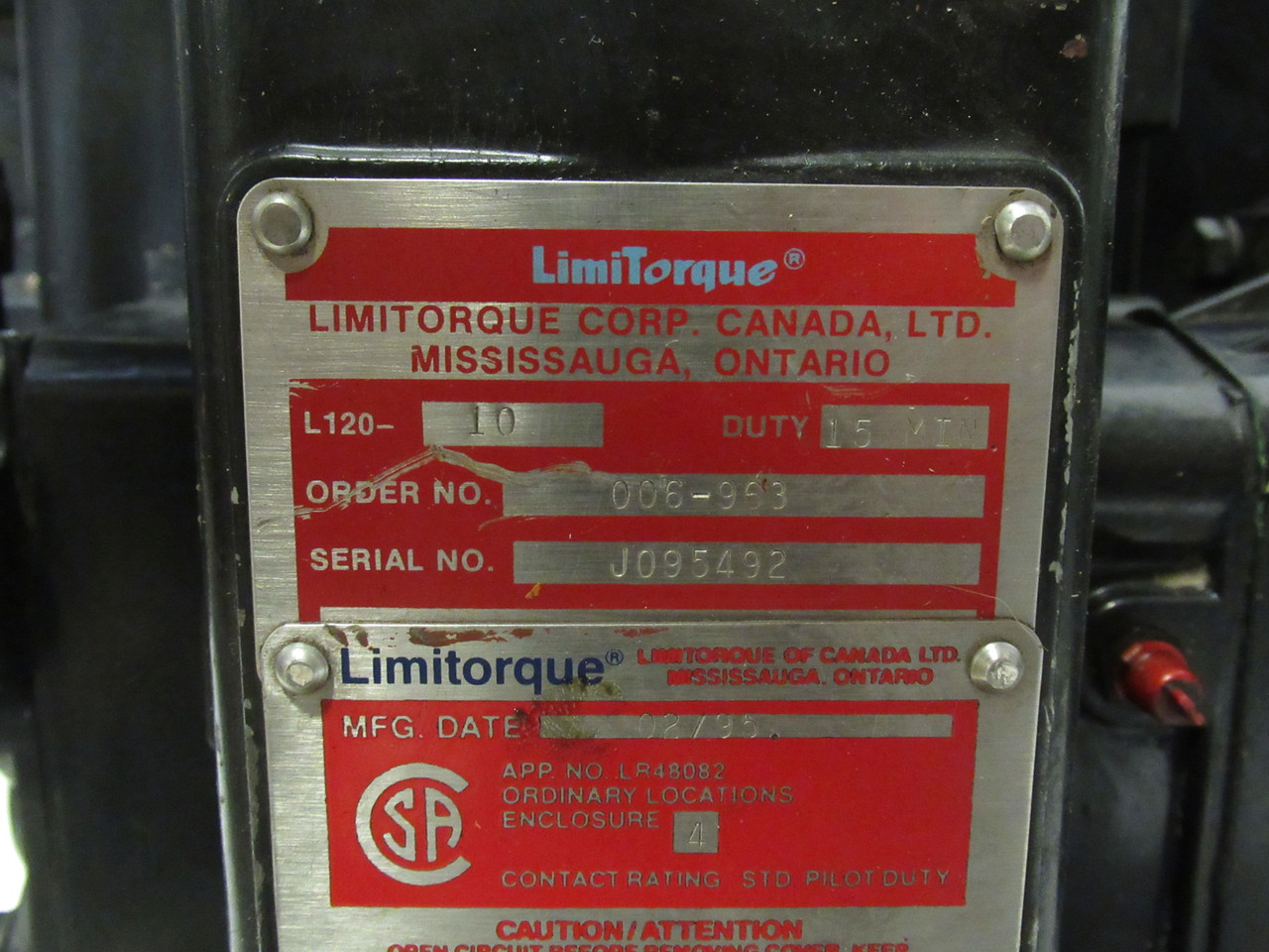 LimiTorque L120-10 Electric Valve Actuator 100 ft-lb 0.17HP 900RPM 575V USED