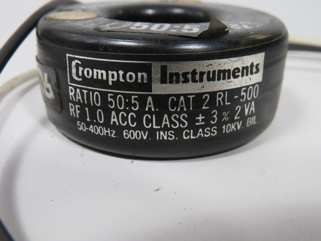 Crompton 2RL-500 Current Transformer 2VA 600V 50-400Hz 50:5 Ratio SHELF WEAR NOP